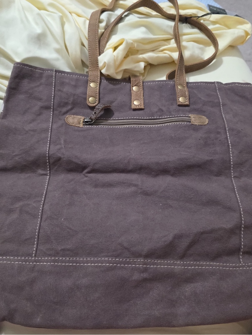 Brown Floral Canvas Tote -Myra bag - Picture 2 of 2